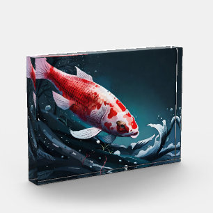 Koi Fish Taiji Japanese Art Koi Fish Pond Photo Block
