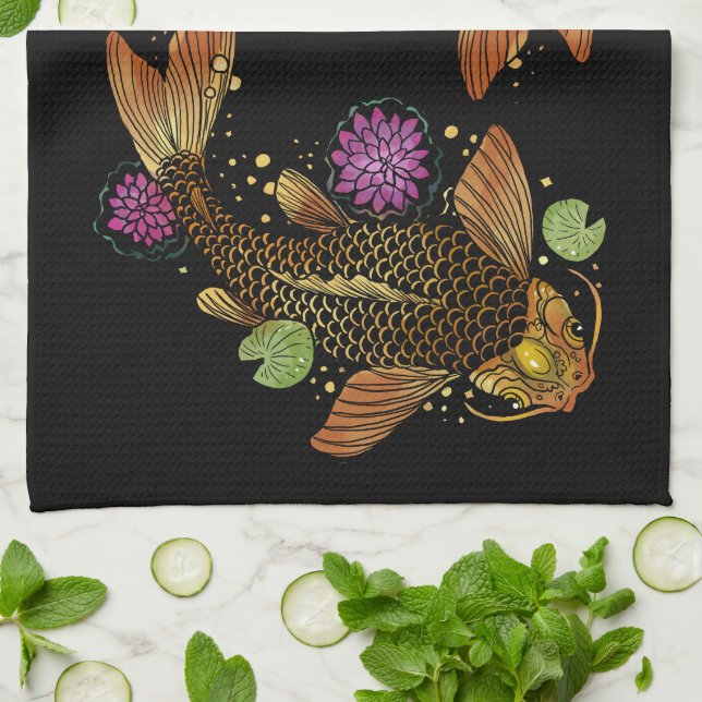 Koi Fish Tea Towel (Folded)