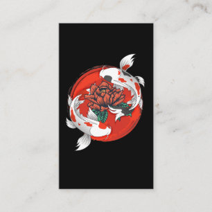 Koi Fish Water Lily Japanese Art Business Card