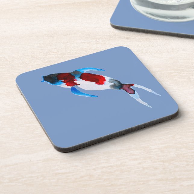 Koi fish watercolor fine art coaster (Left Side)