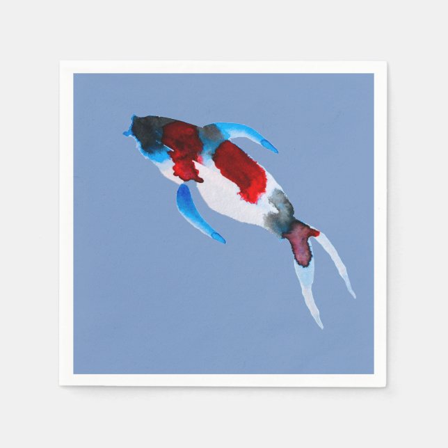 Koi fish watercolor fine art napkin (Front)