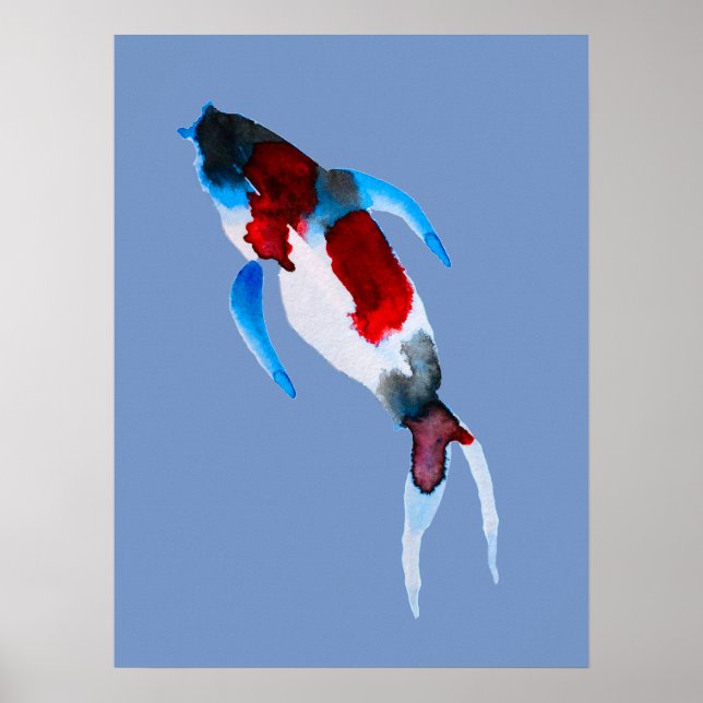 Koi fish watercolor fine art poster (Front)