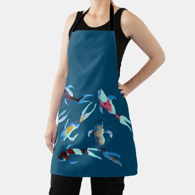 koi Fish watercolor Japanese art Apron (Insitu)