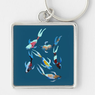 koi Fish watercolor Japanese art Key Ring
