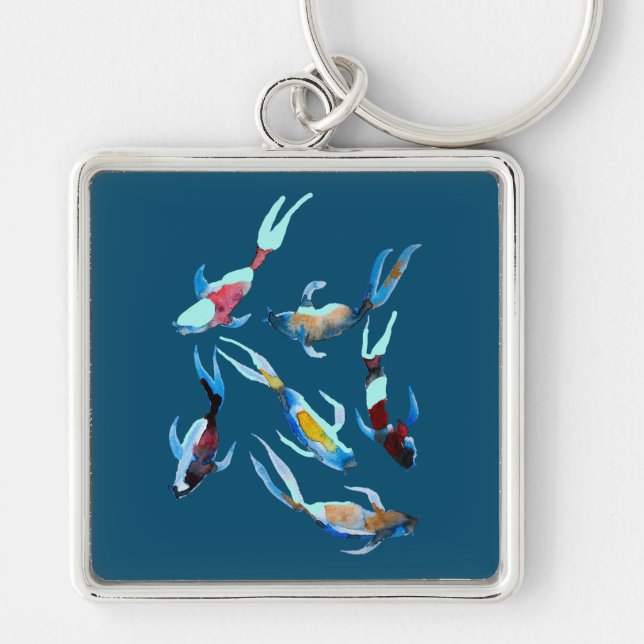 koi Fish watercolor Japanese art Key Ring (Front)