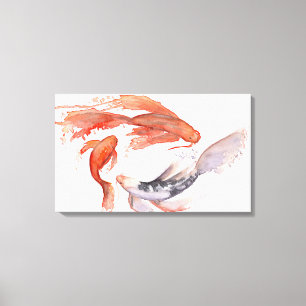 Koi Fish Watercolor Painting Canvas Print