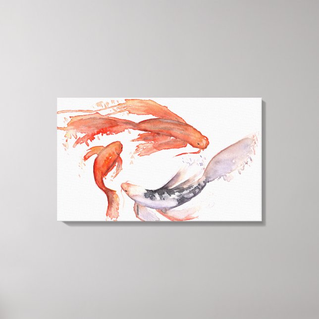 Koi Fish Watercolor Painting Canvas Print (Front)