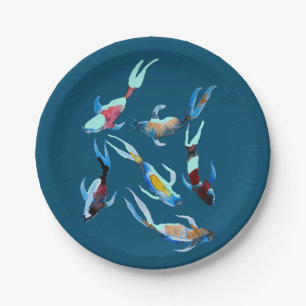 Koi Fish watercolor Paper Plate