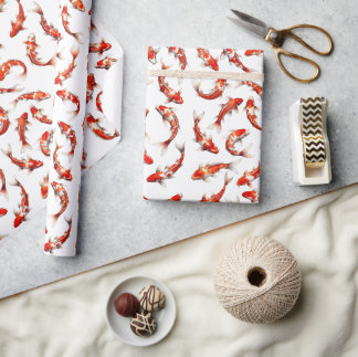 Koi fish watercolor pattern wrapping paper