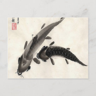 Koi Fish Watercolor Postcard