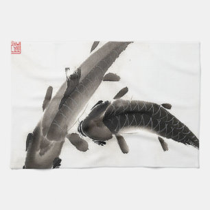 Koi Fish Watercolor Tea Towel