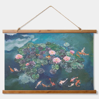 Koi Fish Waterlilies Painting Tapestry