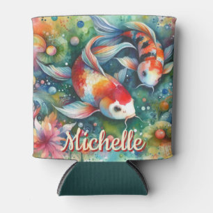 Koi Fish Whimsical Watercolor Personalised Can Cooler
