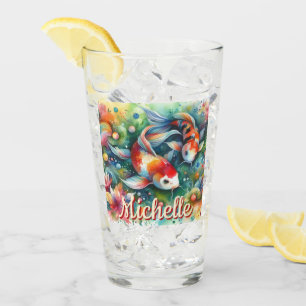 Koi Fish Whimsical Watercolor Personalised Glass