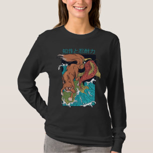Koi Fish with Fox Japanese Style Design T-Shirt