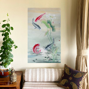 Koi Fish with Lotus Canvas Print