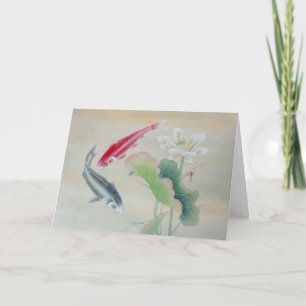 Koi Fish with Lotus Card
