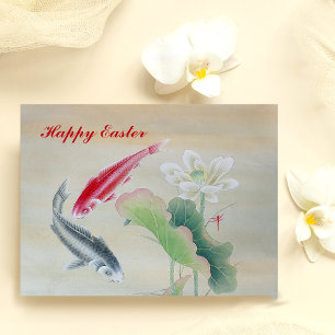 Koi Fish with Lotus  Postcard