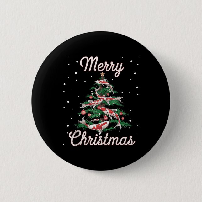 Koi Fish Xmas Tree Koi Carp Christmas Tree  6 Cm Round Badge (Front)