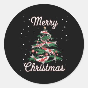 Koi Fish Xmas Tree Koi Carp Christmas Tree  Classic Round Sticker