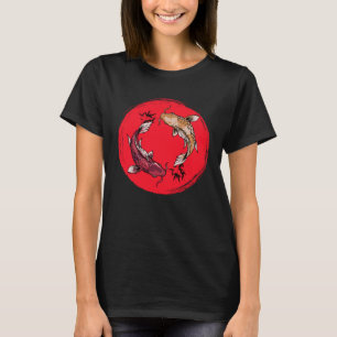 koi fish ying yang with bamboo tees  Japanese Flag