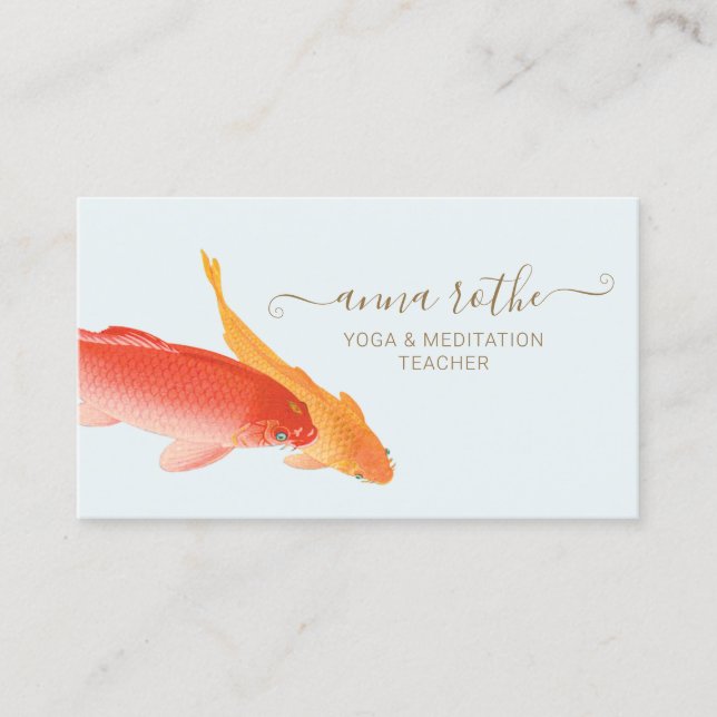 Koi Fish Yoga and Meditation Teacher Business Card (Front)
