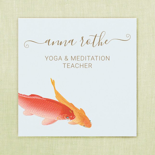 Koi Fish Yoga and Meditation Teacher Square Business Card (Creator Uploaded)