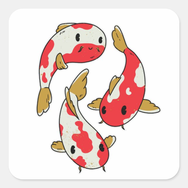 Koi fishes square sticker (Front)