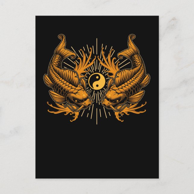 Koi Fishes Ying and Yang Japan Fish Postcard (Front)