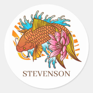 Koi Goldfish Home Sticker Envelope Seal Asian