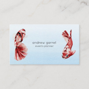 Koi Goldfish Lotus Lilies Japanese Watercolor Business Card