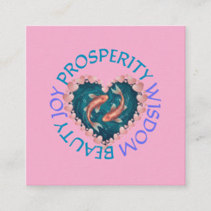 Koi good fortune pink and turquoise  enclosure card