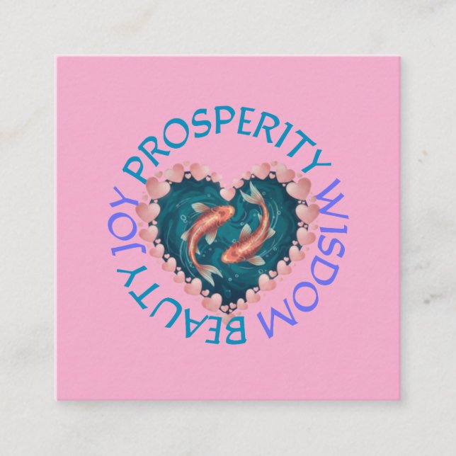 Koi good fortune pink and turquoise  enclosure card (Front)