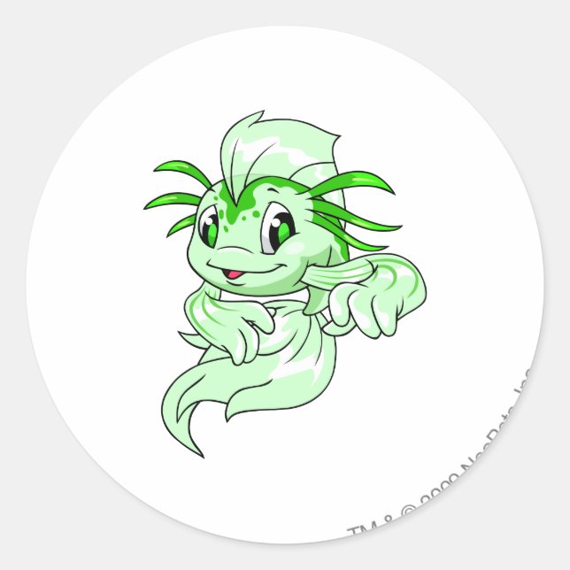Koi Green Classic Round Sticker (Front)