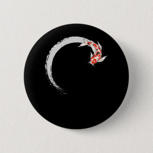 Koi Japanese Enso Circle Carp Fish 6 Cm Round Badge