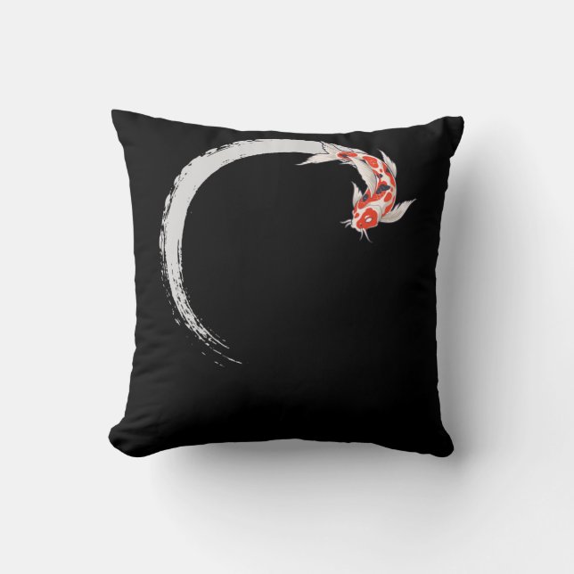 Koi Japanese Enso Circle Carp Fish Cushion (Front)
