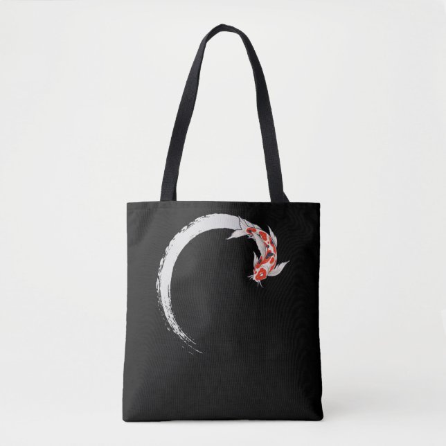 Koi Japanese Enso Circle Carp Fish Tote Bag (Front)