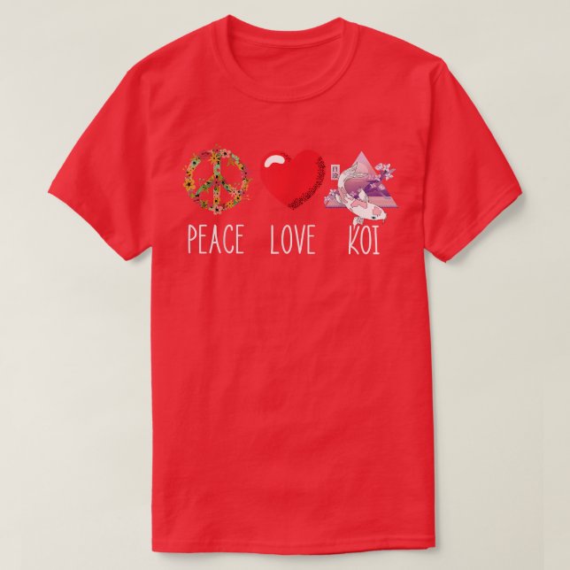 Koi Japanese Fish Heart Japanese Koi Carp Love Pea T-Shirt (Design Front)