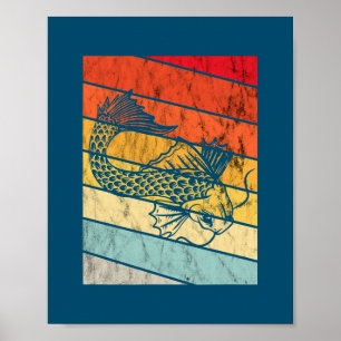 Koi Japanese Fish Retro Vintage Japanese Koi Carp Poster