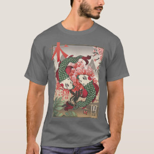 Koi Japanese Koi Carp Sakura Tree Fuji Mountain Re T-Shirt