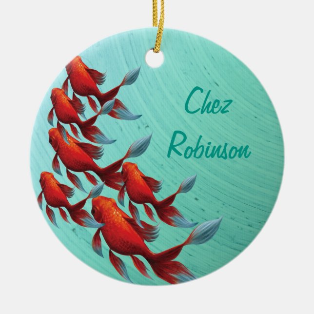 Koi Japanese Oriental Fish Ceramic Tree Decoration (Front)