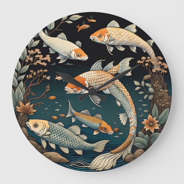 Koi Koi koi  Large Clock (Front)