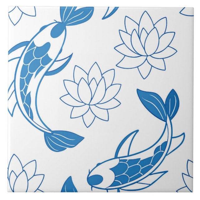 Koi Lotus Dreams Ceramic Tile (Front)