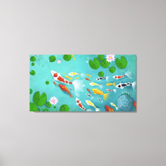 Koi Lotus Fish Pond Canvas Print (Front)