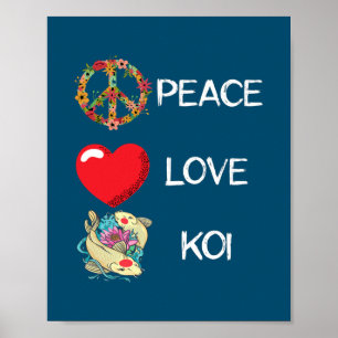Koi Love Peace Lotus Fish Yin Yang Japanese Koi Poster