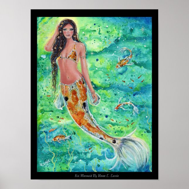 koi mermaid with koi fish canvas print Renee (Front)