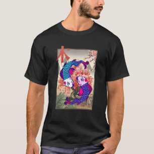 Koi Moon Sakura Tree Cherry Blossom Flower Yin Yan T-Shirt
