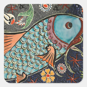 Koi Mosaic Square Sticker