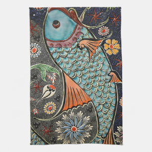 Koi Mosaic Tea Towel