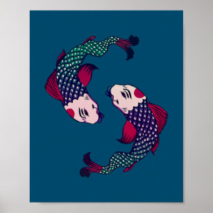 Yin and Yang Koi Fish Enhanced Matte Poster — China Jones